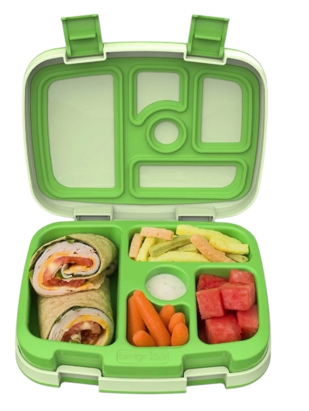 Bentgo-Style Kids Lunchbox Tray 5 Compartment Green plus FREE food picks